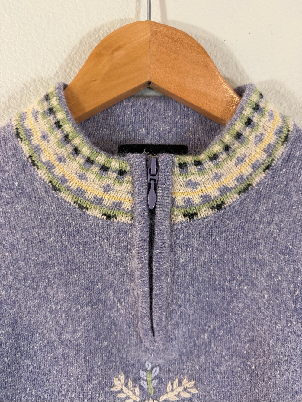 Icelandic Design Quarter Zip Sweater Size S Atlandia 2005 Purple Silk Angora - Picture 3 of 10